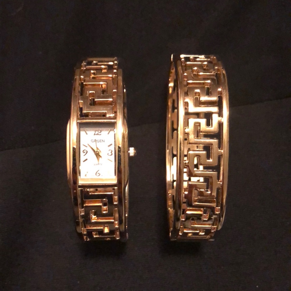 Gruen watch and bracelet set